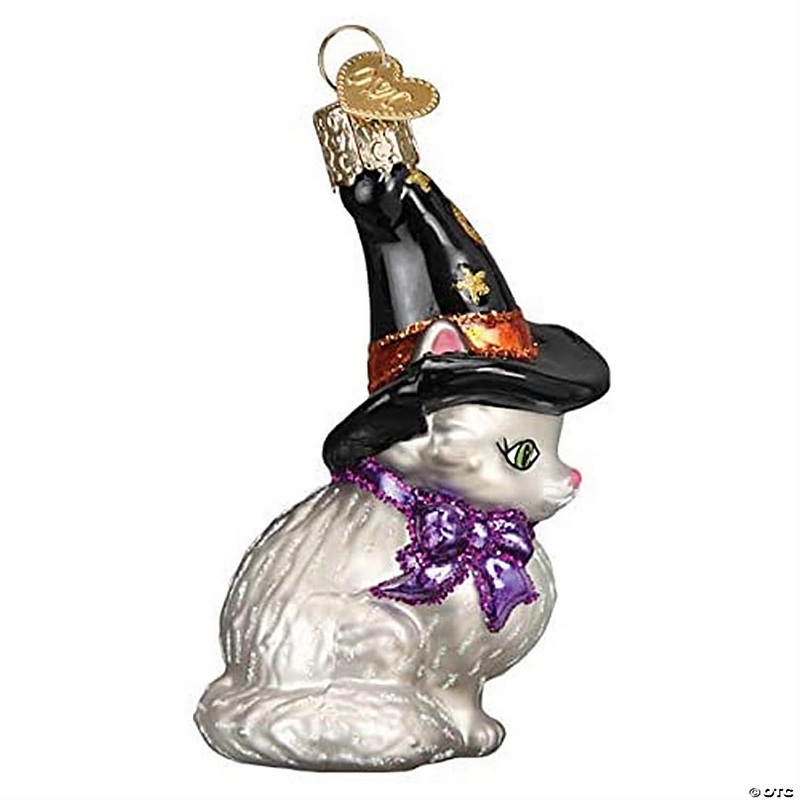 Old World Christmas Glass Blown Ornament Witch Kitten 26089