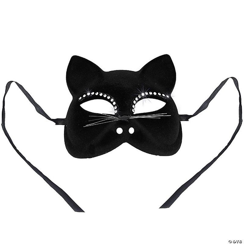 Skeleteen Venetian Black Cat Mask - Masquerade Costume Half Face Eye Mask for Kids and Adults