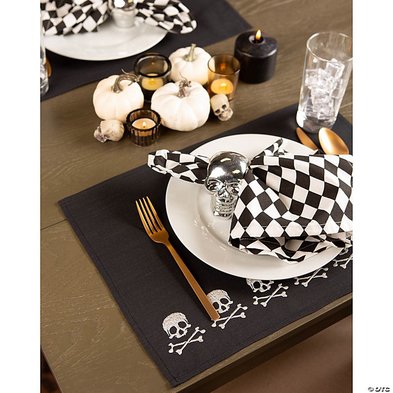 Skulls Embroidered Placemat (Set Of 4)