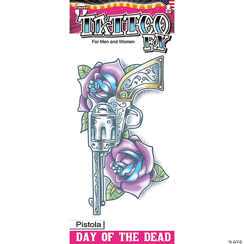 Tinsley Transfers Day of the Dead Pistola Temporary Tattoo