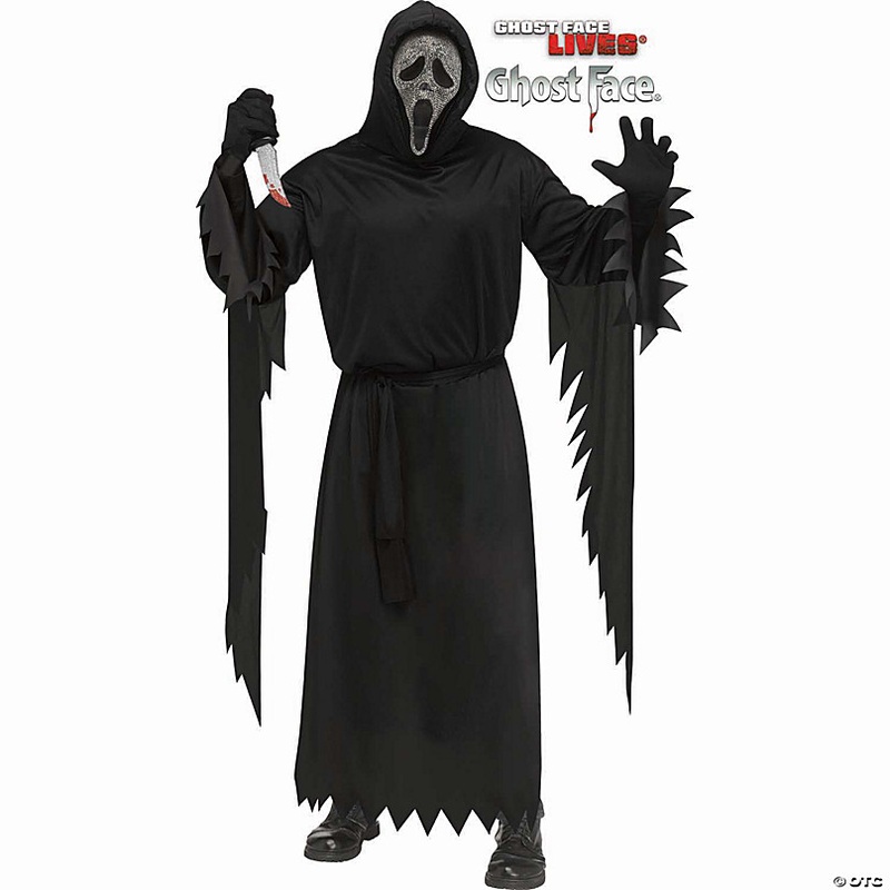 Adults Ghost Face Black Robe with Gun Powder Gray Mask Costume - Standard