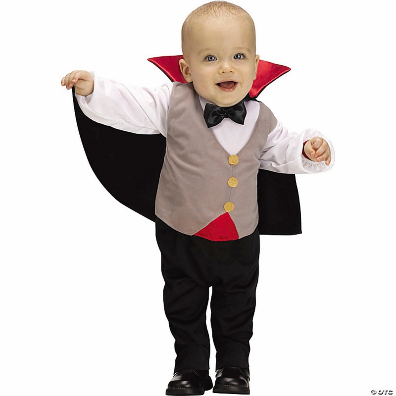 Baby Black, Gray, White & Red Jumpsuit Lil Drac Vampire Costume