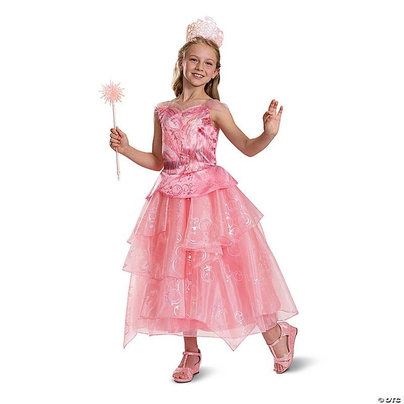 Girls Deluxe Wicked Glinda the Good Witch Pink Dress Costume