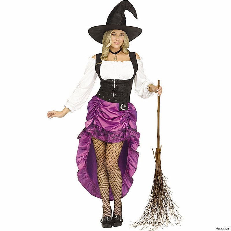 Womens Black, Purple & White Renaissance Witch Dress Costume