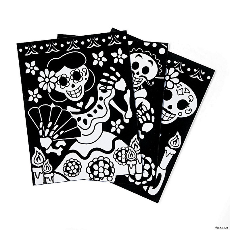 8 1/2 x 11 Color Your Own Fuzzy Day of the Dead Cardstock Posters - 24 Pc.