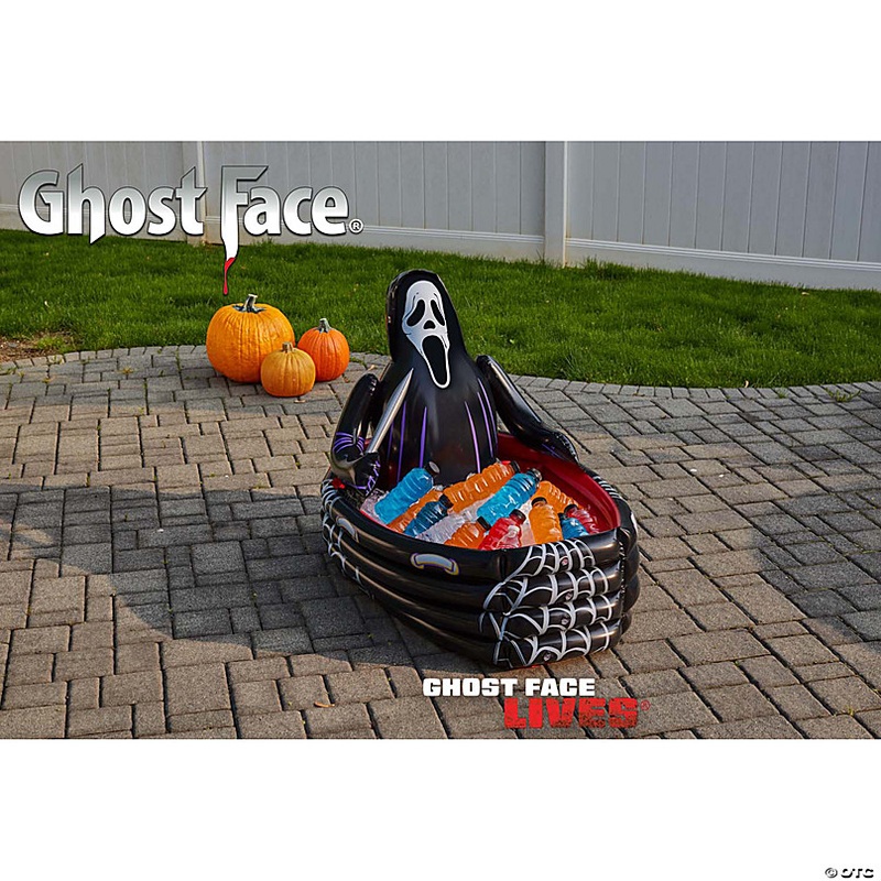 Inflatable Black & White Ghost Face Coffin Cooler