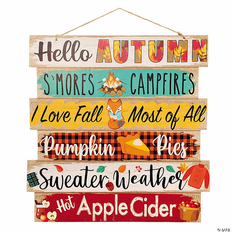 11-1/2 Hello Autumn Fall Greetings Sign Wood Wall Decoration