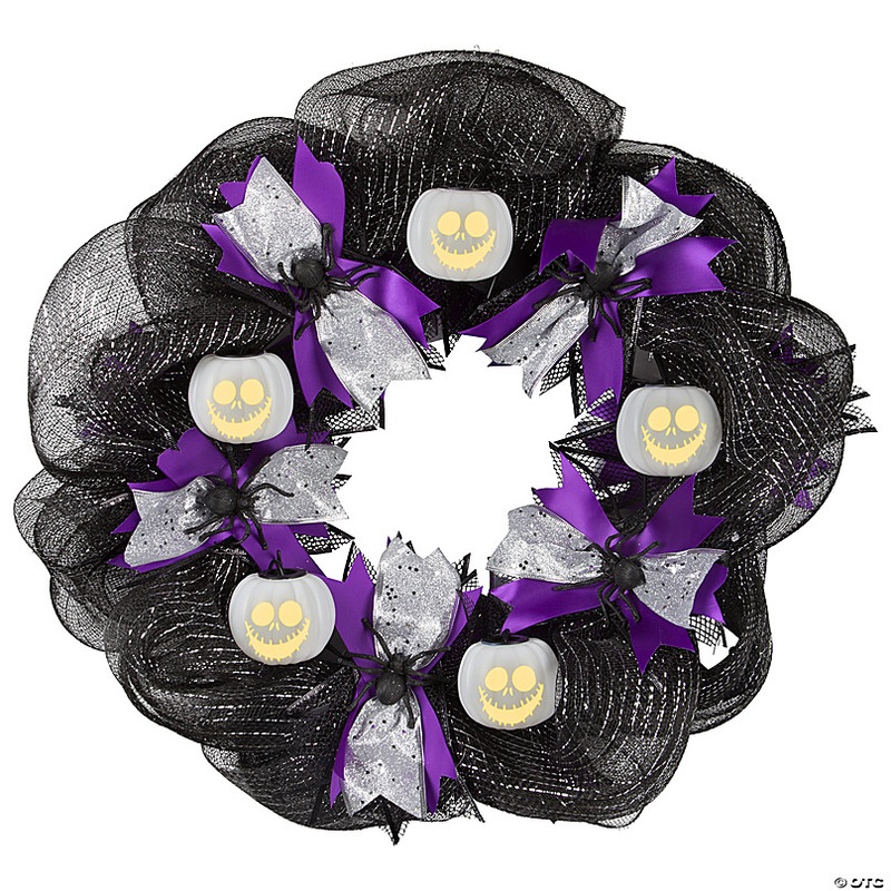 22 Emoteglow Jack Skellington Musical Lighted Wreath Decoration