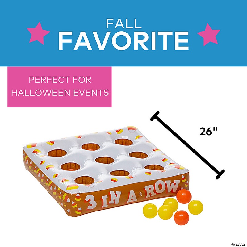 26 x 26 Inflatable 3 in a Row Fall Candy Corn Ball Toss Game - 9 Pc.