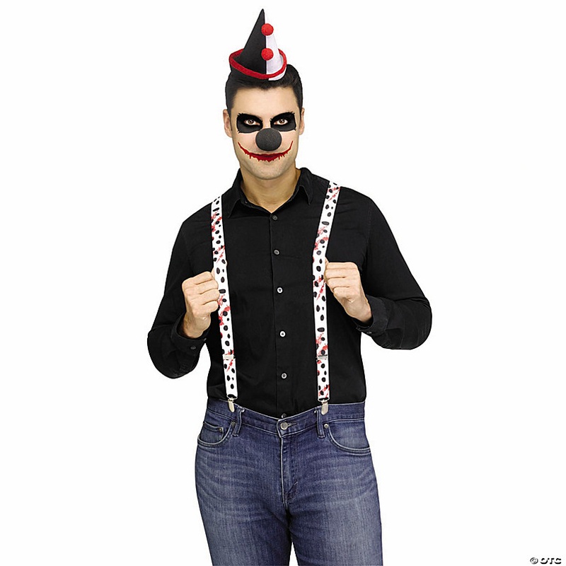 Adults Evil Clown Red, Black & White Suspender Set Costume Accessories