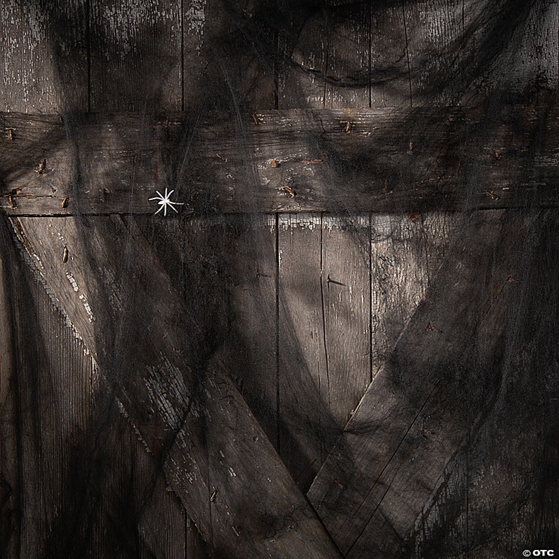 Black Stretchable Spider Webs with Glow-in-the-Dark Spiders - 12 Pc.