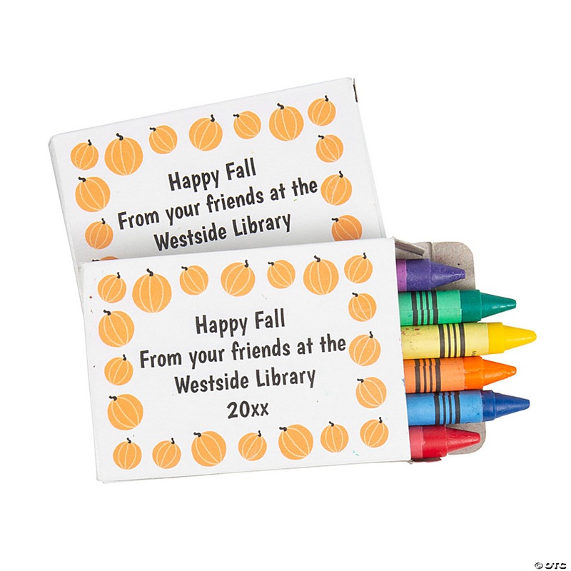 Bulk 48 Pc. 6-Color Personalized Fall Crayon Boxes
