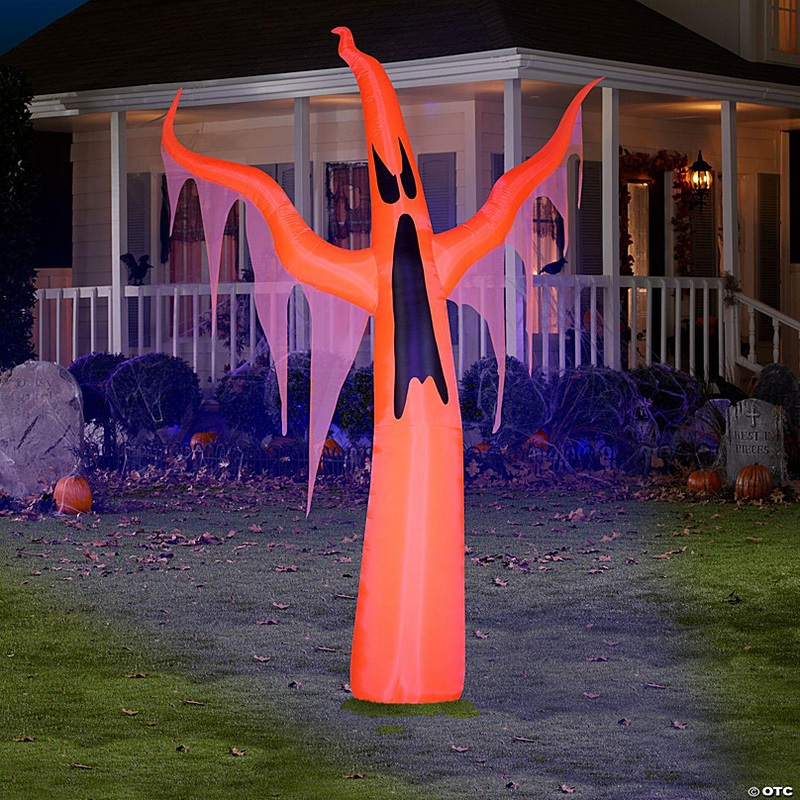 Gemmy Neon Christmas Airblown Inflatable with  Black Light Orange Ghost Giant  11 ft Tall  red