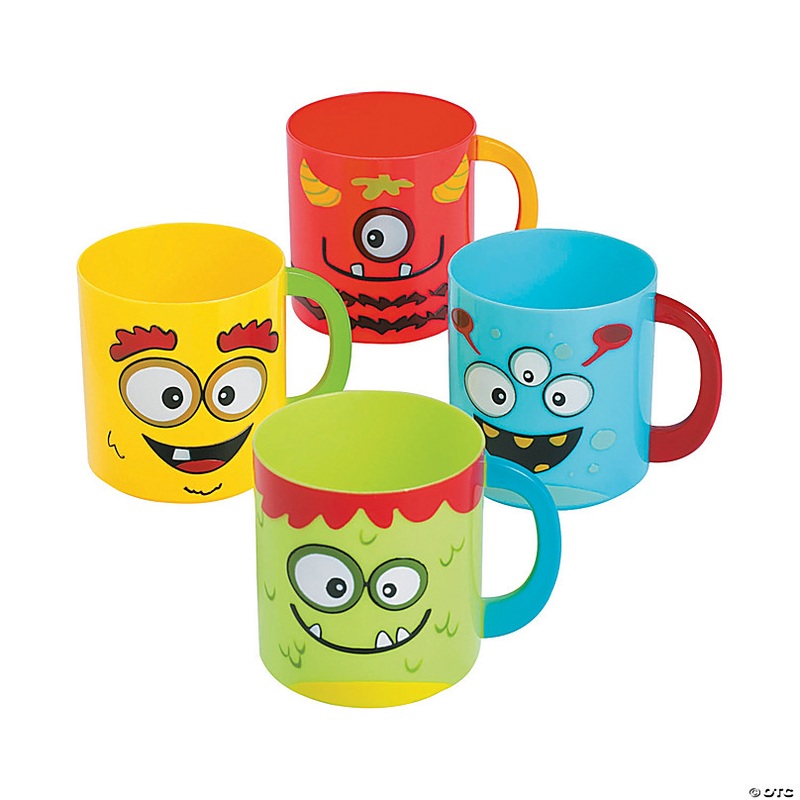 Mini Monster BPA-Free Plastic Mugs - 12 Ct.