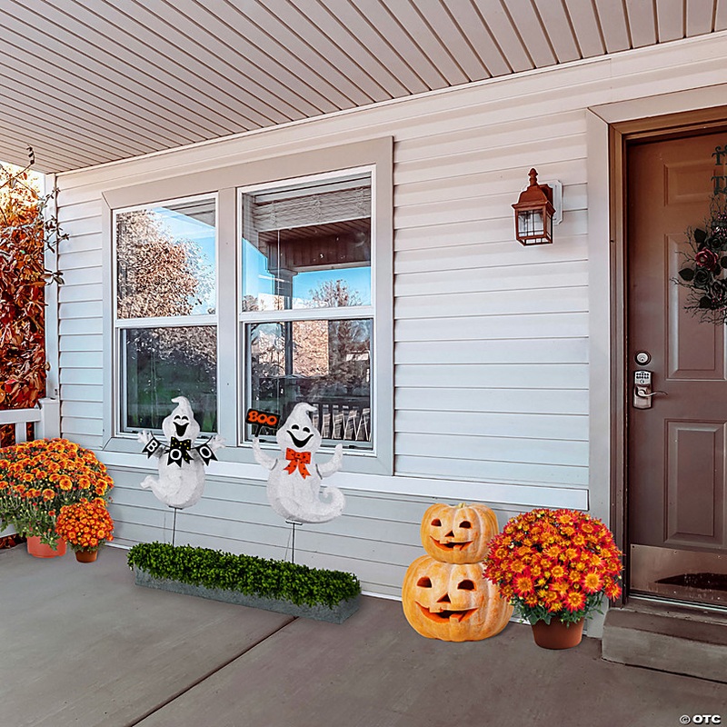 National Tree Company 31 in. Pre-Lit Ghost with BOO Banner Garden Stake