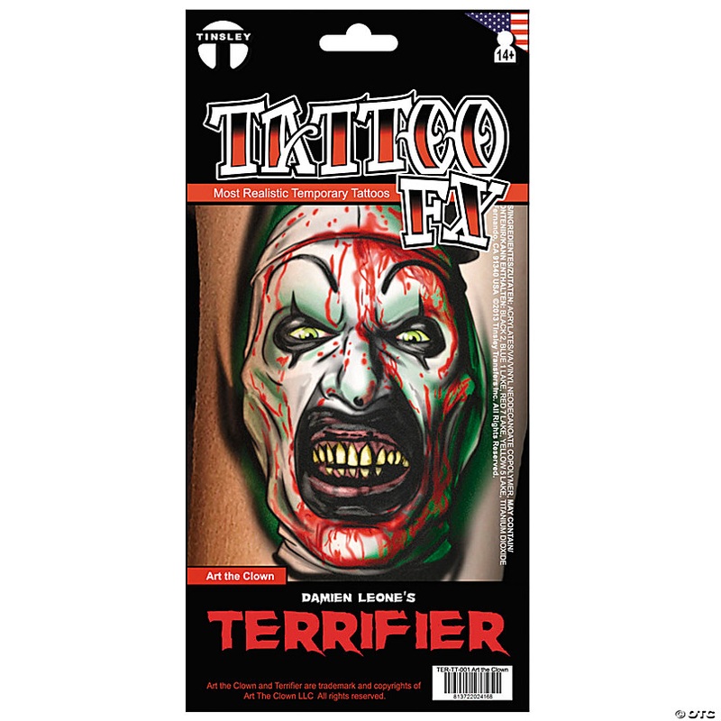 Tinsley Transfers Terrifier 3 Art the Clown Temporary Tattoo