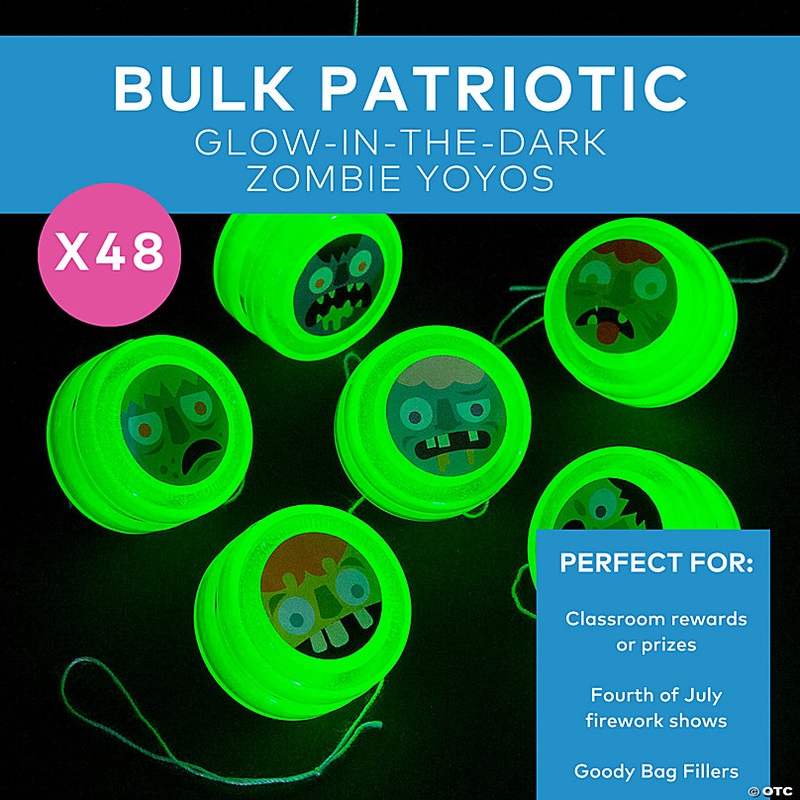 1 1/4 Bulk 48 Pc. Mini Glow-in-the-Dark Zombie Plastic YoYos
