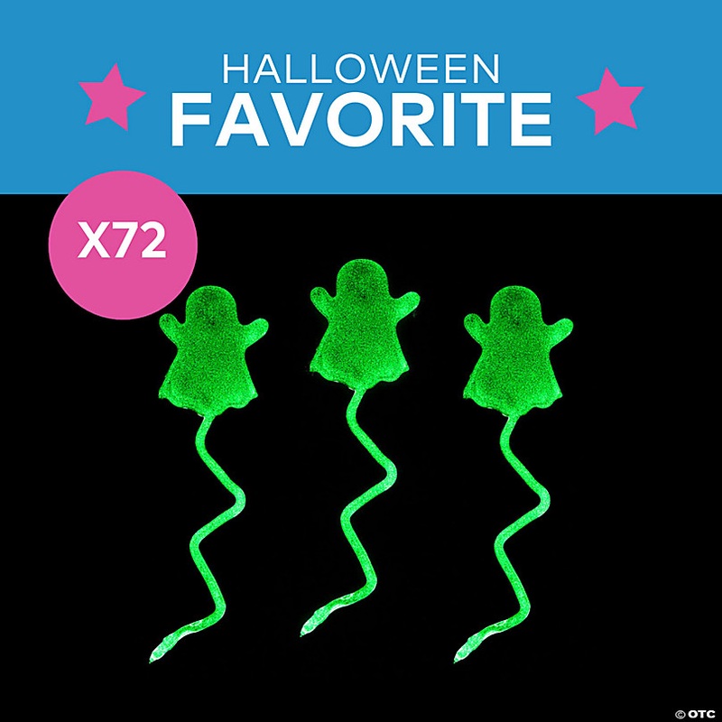 1 3/4 x 8 Bulk Glow-in-the-Dark Sticky Ghosts on String - 72 Pc.