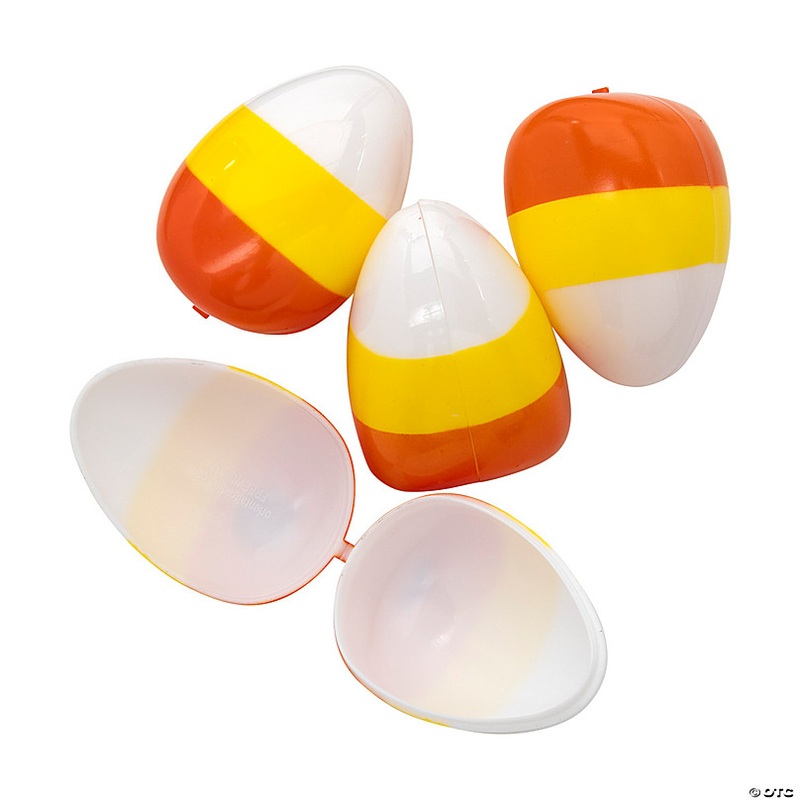 2 1/2 Candy Corn Shaped Hinged Treat Favor Containers - 24 Pc.