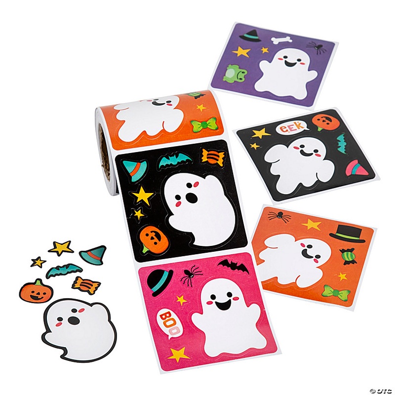 2 1/2 x 2 1/2 Mini Make-a-Scene Ghost Sticker Roll - 100 Pc.