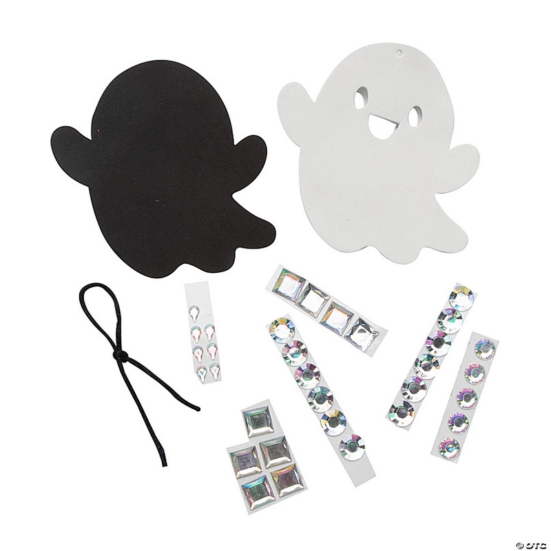 4 Disco Ghost Mosaic Iridescent Rhinestone Ornament Craft Kit - Makes 12