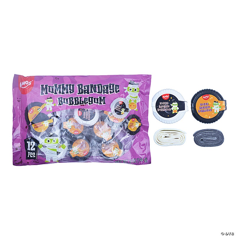 5 oz. Mummy Bandage Strawberry & Blueberry Bubblegum Roll Dispensers - 12 Pc.
