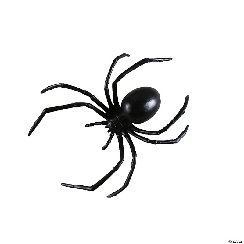 6 Plastic Black Widow Spider Decoration