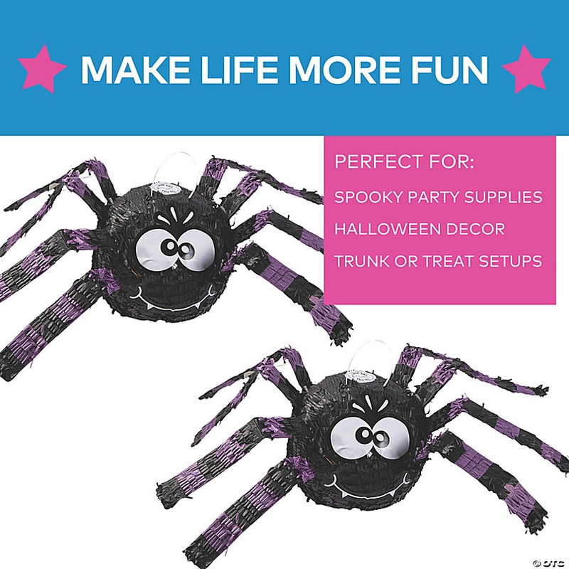 9 x 9 Silly Spider-Shaped Black & Purple Papier-Mch Piata