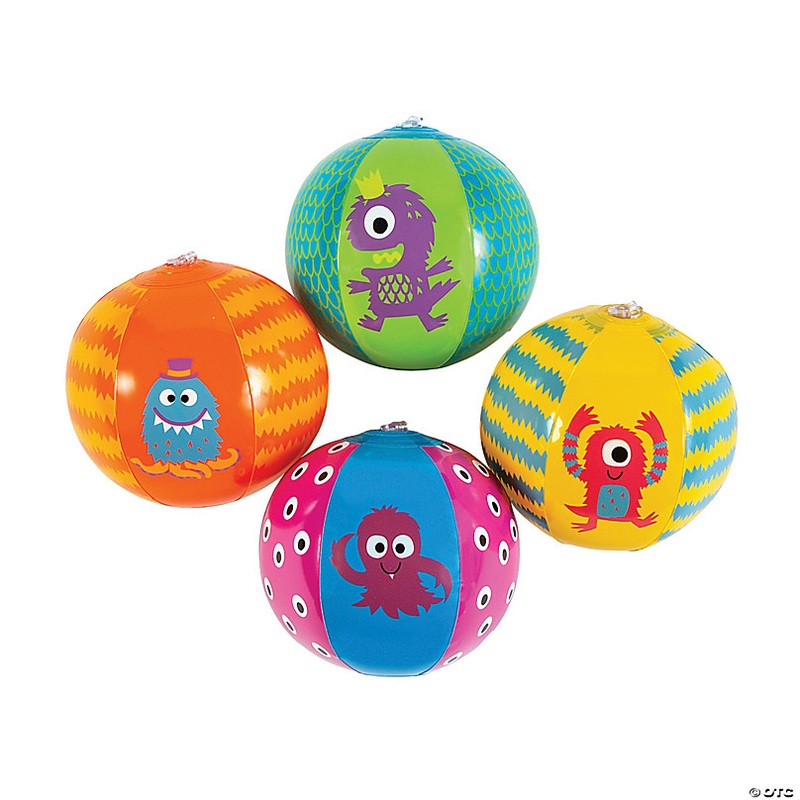Inflatable 5 Monster Mini Beach Balls - 12 Pc.