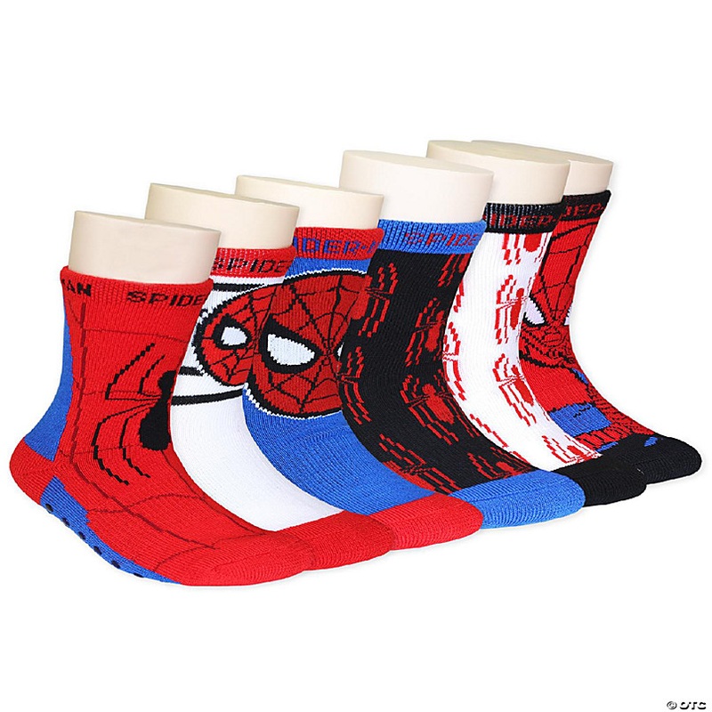 Super Hero Adventures Spider-Man Boys 6 pack Socks with Grippers (4T-5T, Red/Blue)