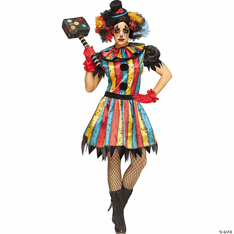 Womens Multicolored Carny Clown Costume