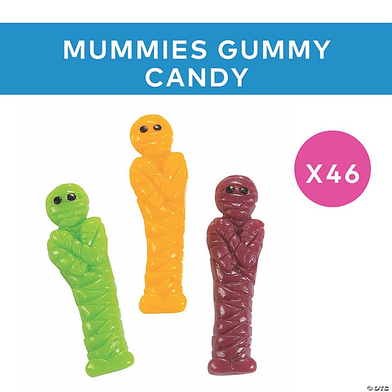 1 lb. Mummies Green, Yellow & Purple Fruit Gummy Candy - 46 Pc.