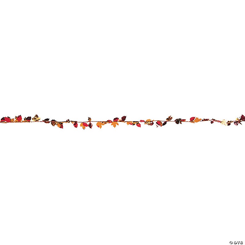 11 Ft. Fall Leaves Red and Orange Metallic Foil Garland Decoration