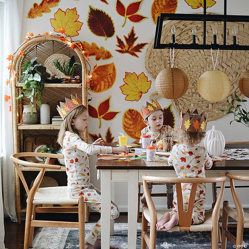 12 Bulk 48 Pc. Jumbo Warm Color Fall Leaves Classroom Wall Cutouts