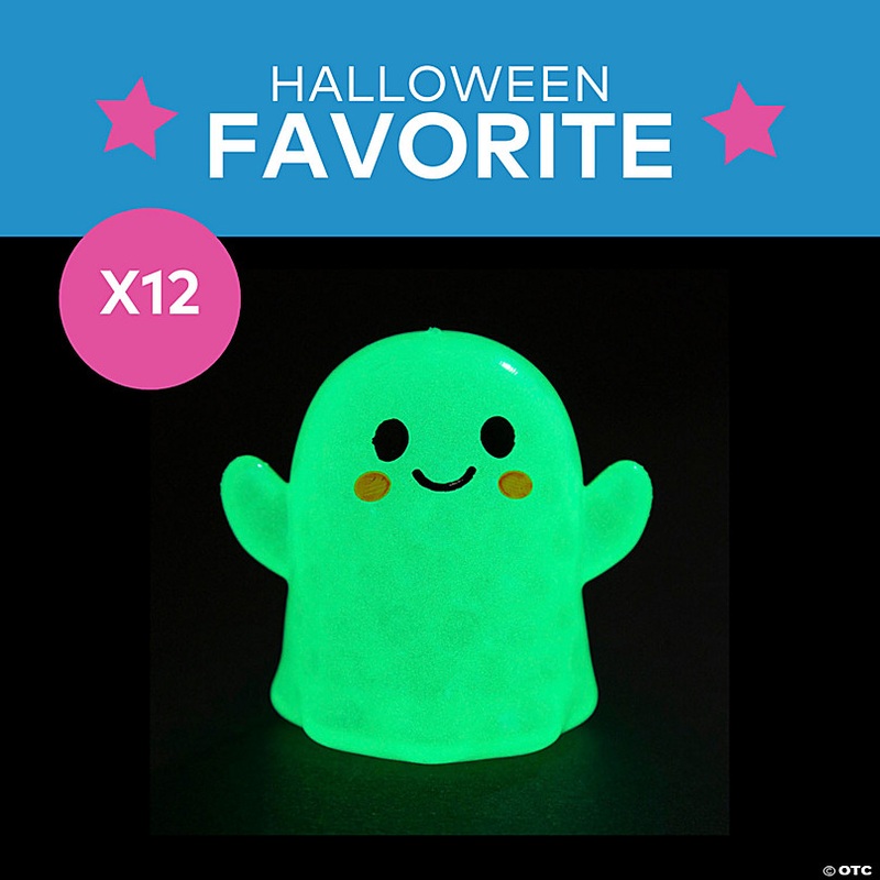 2 1/2 Glow-in-the-Dark Ghost Gel Bead Vinyl Squeeze Toys - 12 Pc.