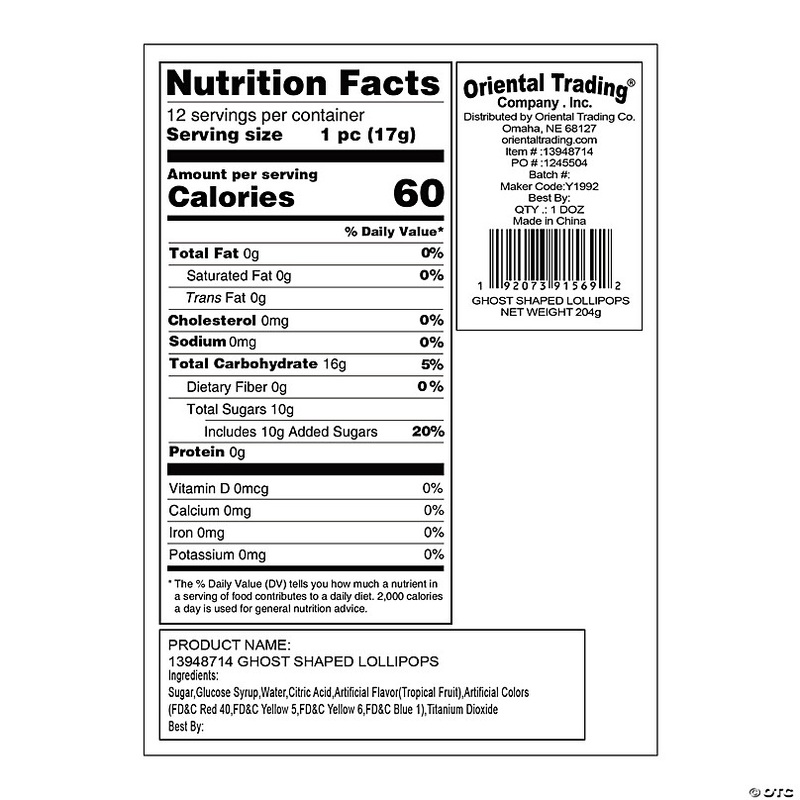 2 1/4 7 oz. Happy Ghost Purple, White & Orange Tropical Fruit Lollipops - 12 Pc.