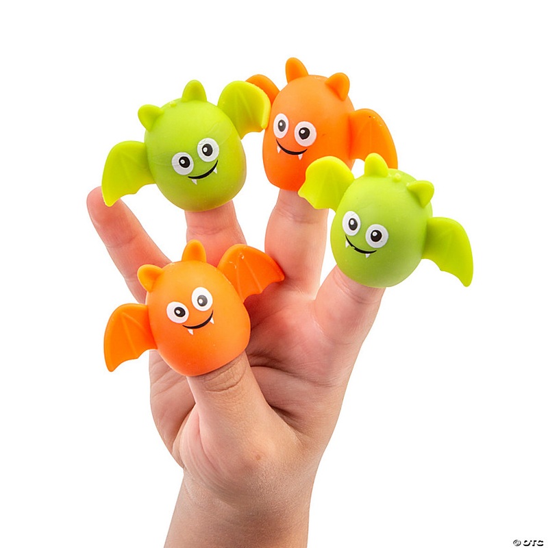 2 1/4 Bright Squishy Bat Multicolor Vinyl Finger Puppets  12 Pc.