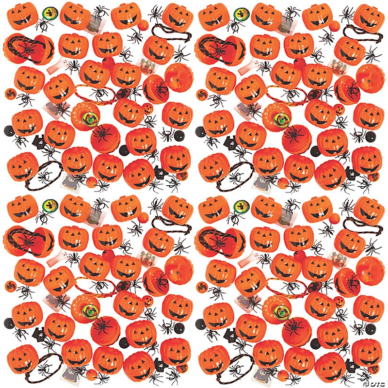 2 1/4 Bulk 1440 Pc. Toy-Filled Black & Orange Plastic Jack-O-Lanterns