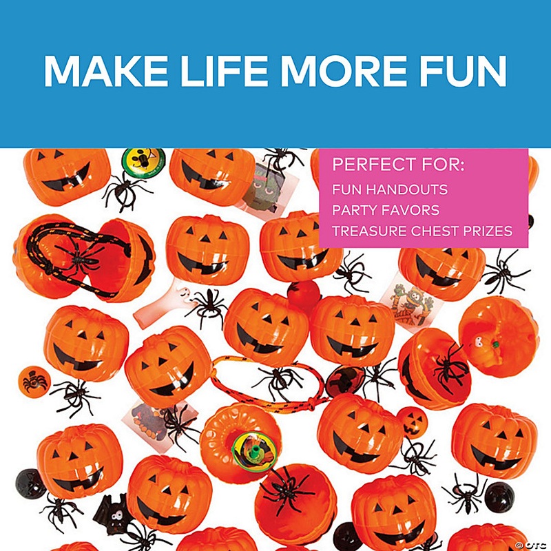 2 1/4 Bulk Toy-Filled Plastic Orange Jack-O-Lanterns - 144 Pc.