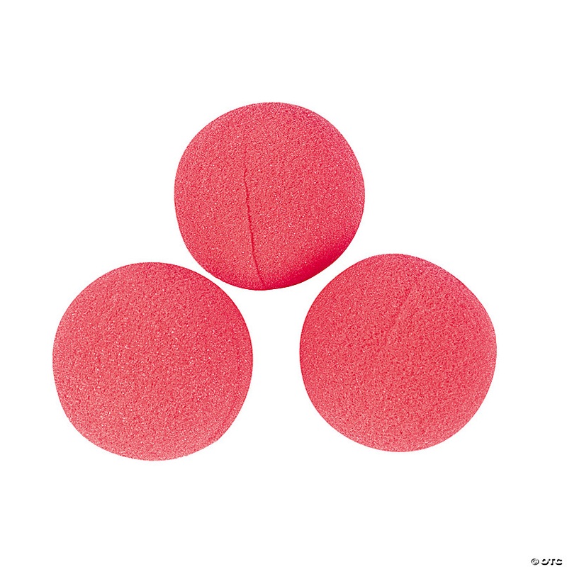 2 Bright Red Classic Sponge Clown Noses  12 Pc.