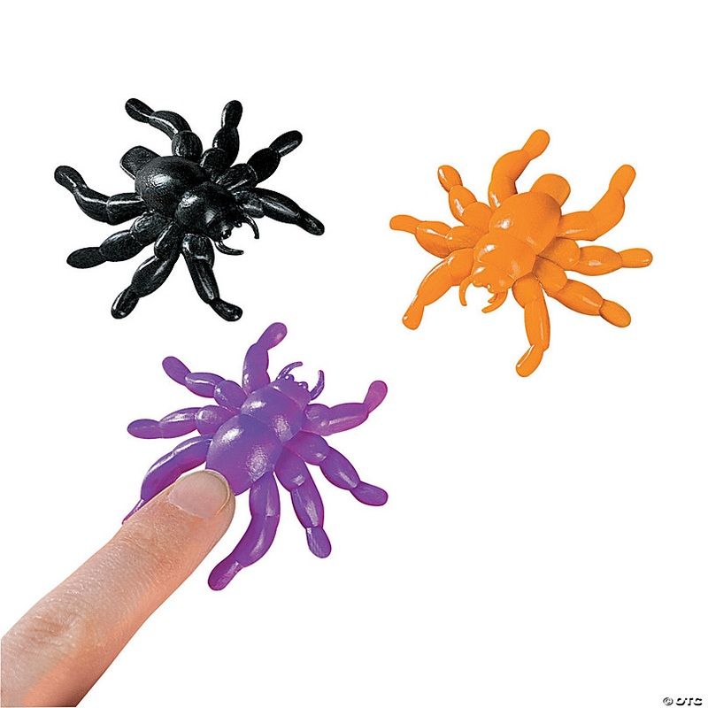 2 Bulk 144 Pc. Mini Orange, Purple & Black Plastic Jumping Spiders