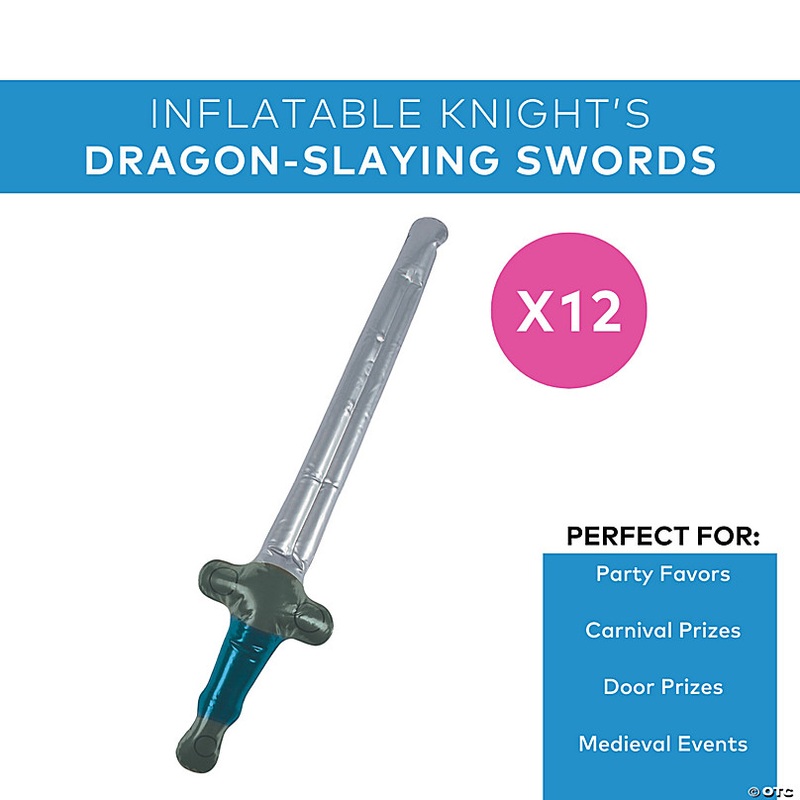 2 Ft. Inflatable Knight's Dragon-Slaying Vinyl Swords - 12 Pc.