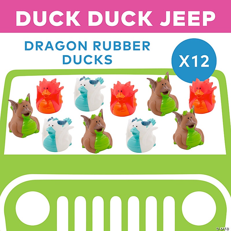 2 Winged Dragons Brown, Red and White Rubber Ducks - 12 Pc.