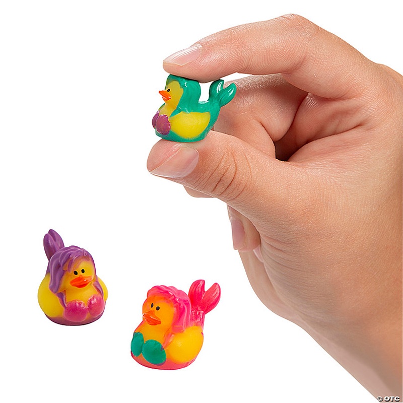 3/4 Micro Brightly Colored Mermaid Rubber Ducks - 24 Pc.