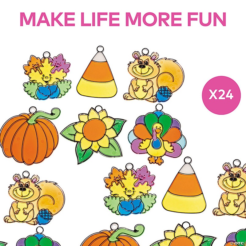 4 1/2 Fall Plants & Creatures Clear Plastic Suncatchers - 24 Pc.