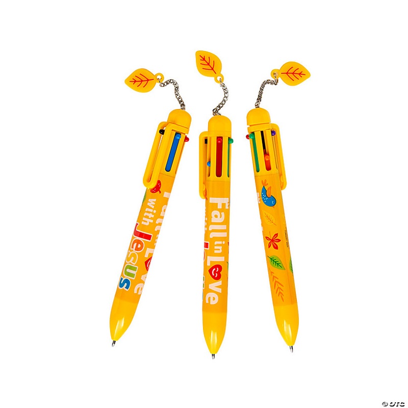 5 1/2 Religious Fall in Love with Jesus Plastic Shuttle Pens with Charm  12 Pc.