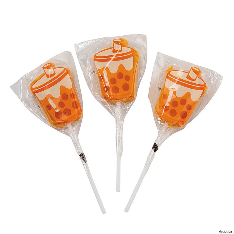 7 oz. 2 Boba Tea Cup Mixed Fruit-Flavored Lollipops - 12 Pc.