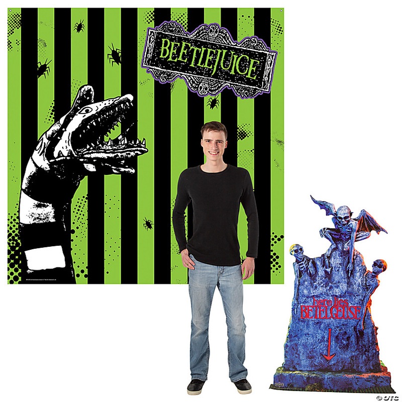 Beetlejuice Backdrop & Tombstone Stand-Up Decorating Kit - 2 Pc.