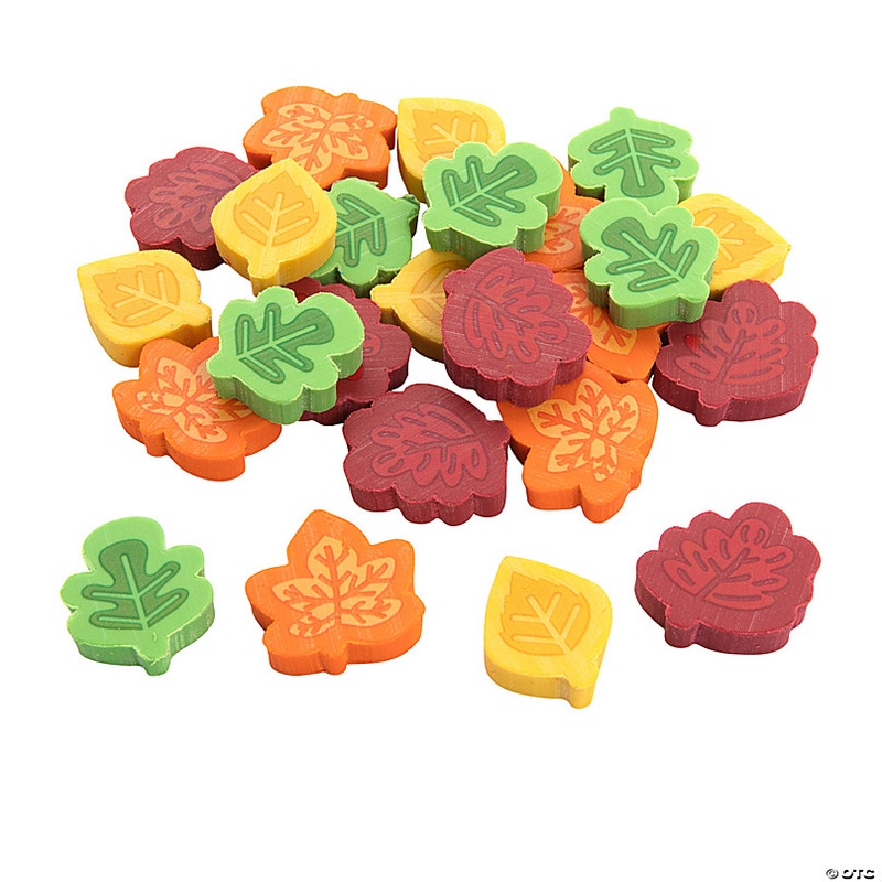 Bulk 144 Pc. Mini Fall Leaf-Shaped Multicolor Eraser Assortment