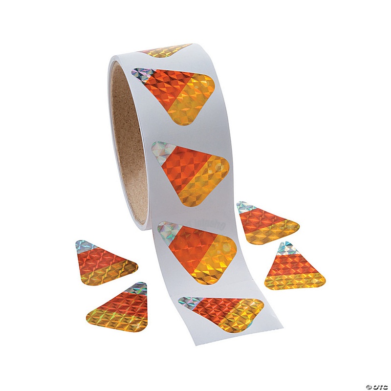 Candy Corn Prism Sticker Roll - 100 Pc.